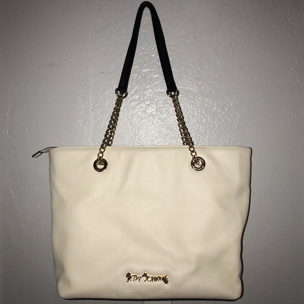 Betsey Johnson Cream Large Tote Purse